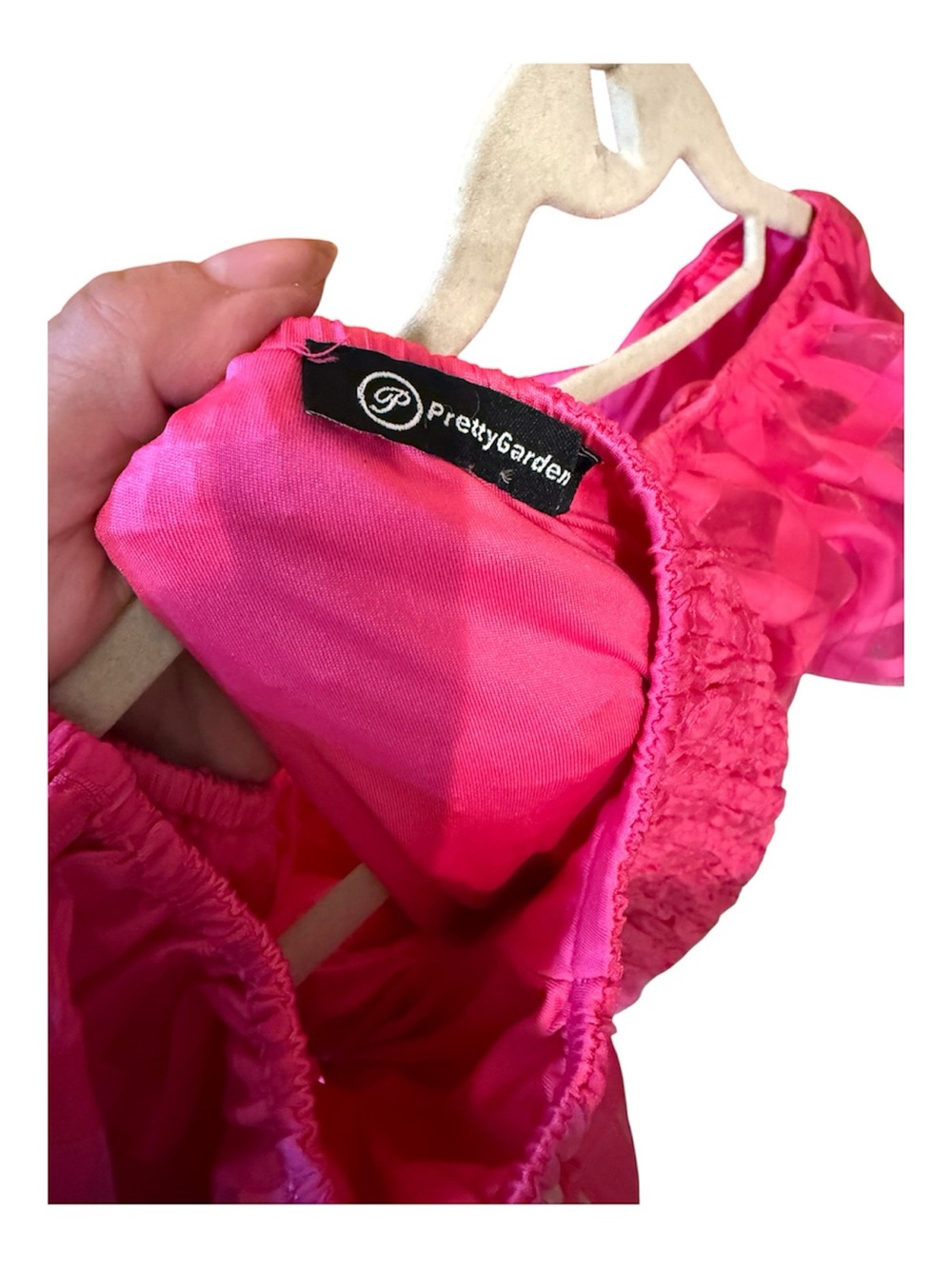 PrettyGarden  pink puff sleeve  maxi dress - Picture 4 of 9